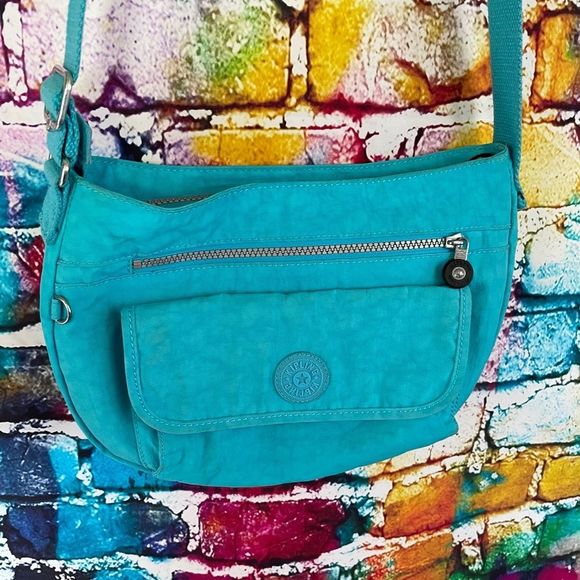 Kipling Bags Kipling Nylon Crossbody Purse Bag Teal Blue Multi